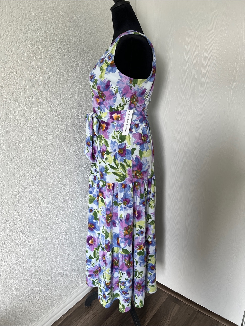 Emma & Michele Lavender and Green Floral Sleeveless Maxi Dress - Picture 3 of 11